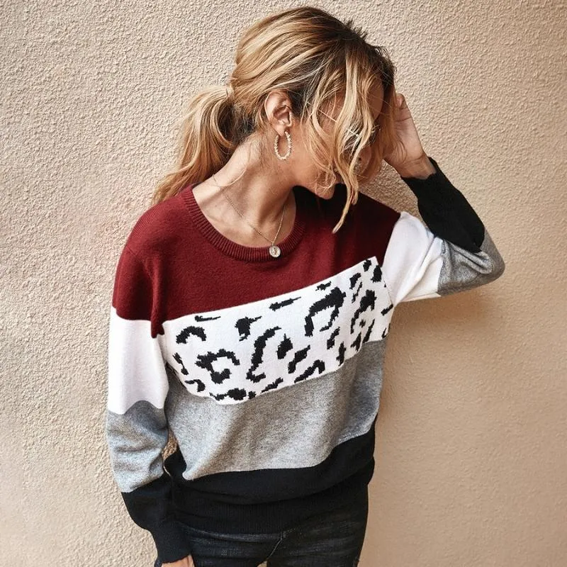 Color Block Striped Relaxed Pullover Sweater Jumper