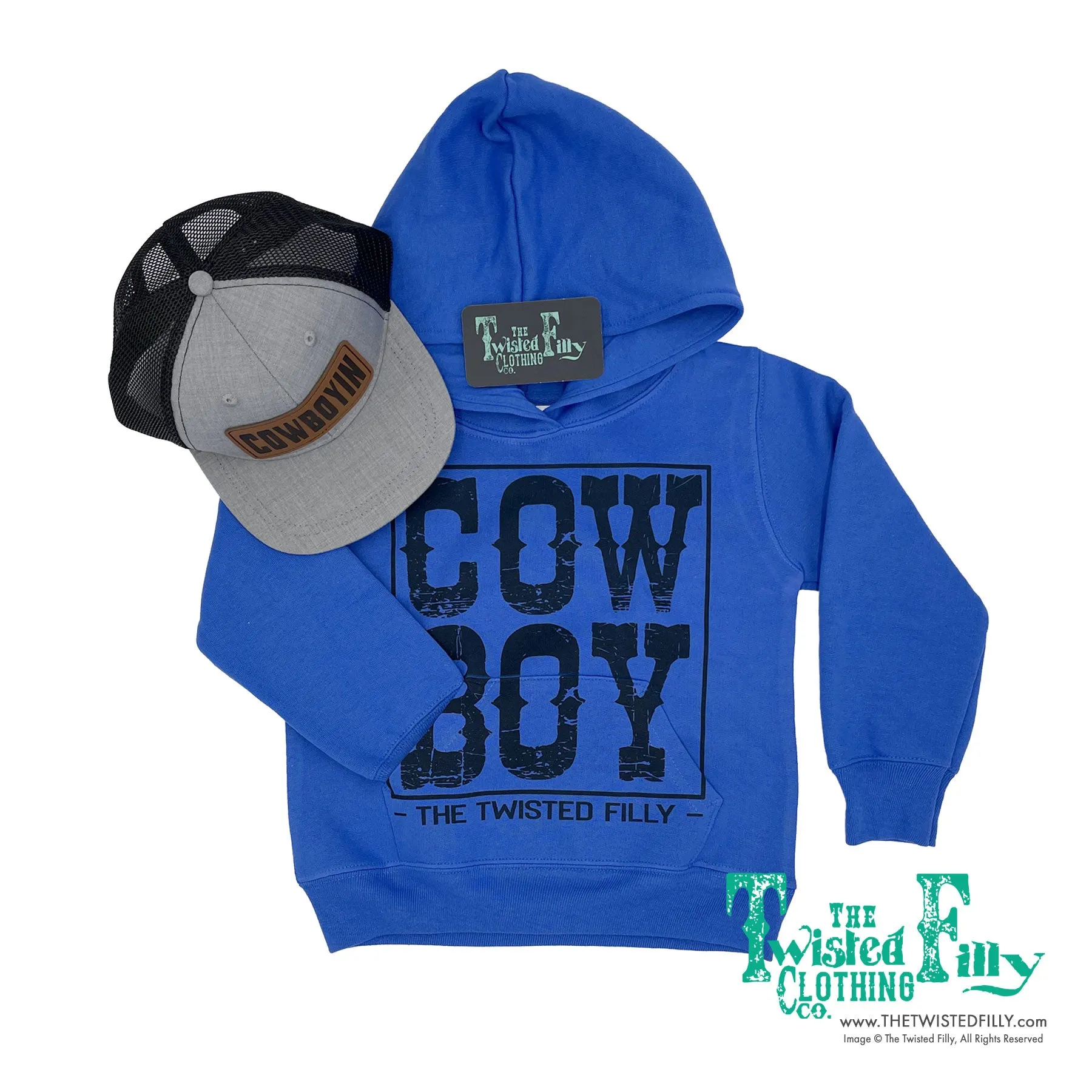 Cow Boy - Youth Hoodie - Blue
