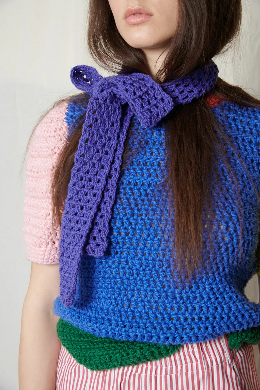 Crocheted mini scarf purple