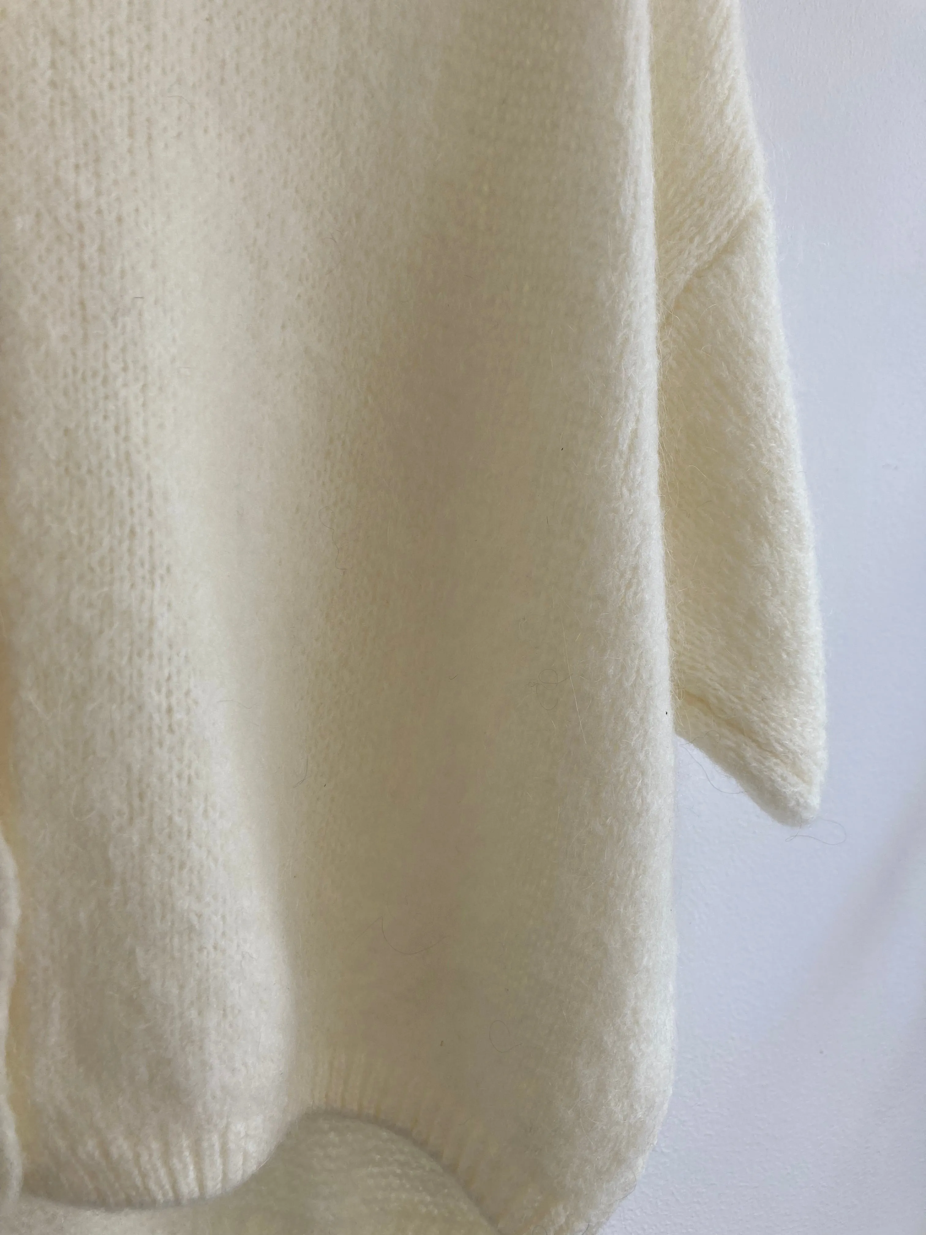 Cropped Sleeve Mohair Cardigan Cream