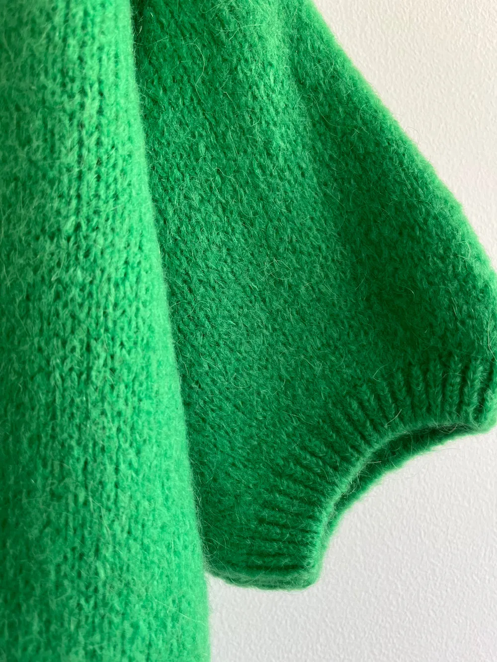Cropped Sleeve Mohair Cardigan Emerald Green