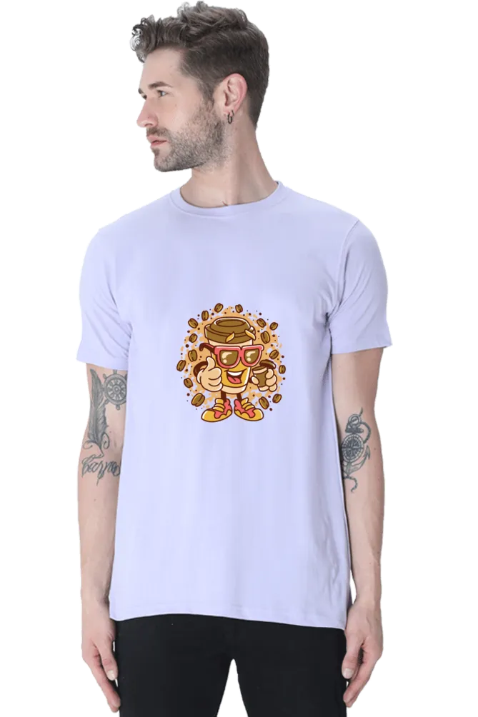 Cup With Coffee Beans Printed T-shirt for men
