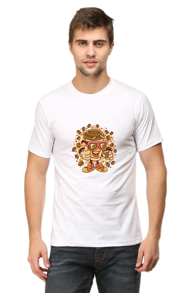 Cup With Coffee Beans Printed T-shirt for men