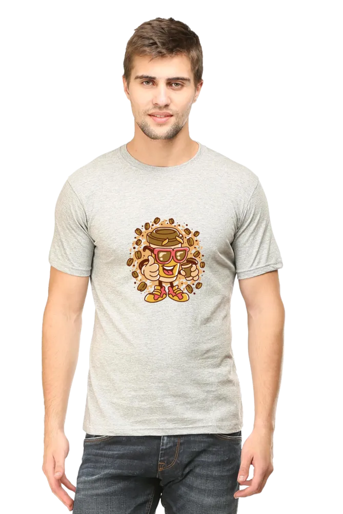 Cup With Coffee Beans Printed T-shirt for men
