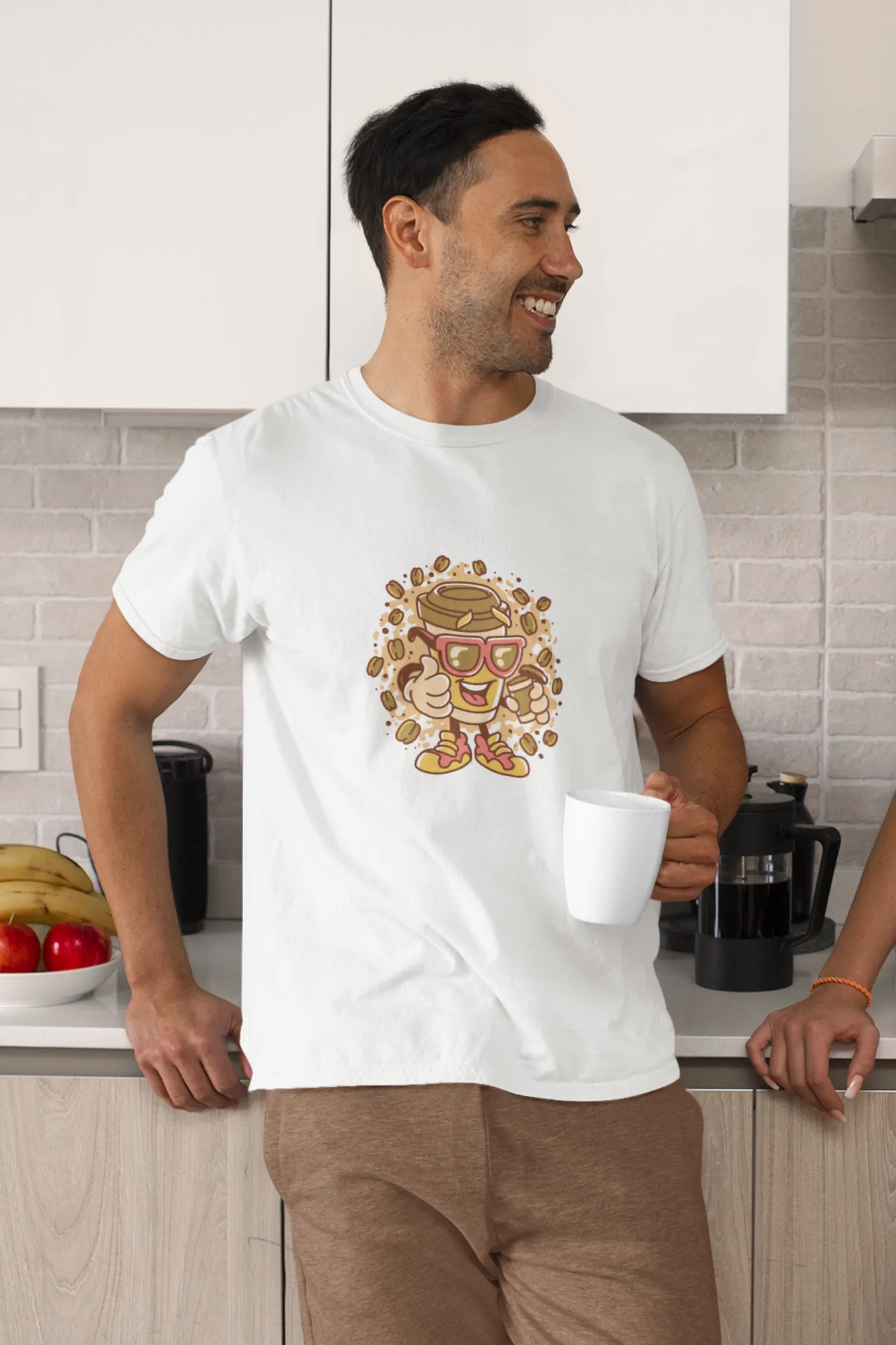 Cup With Coffee Beans Printed T-shirt for men
