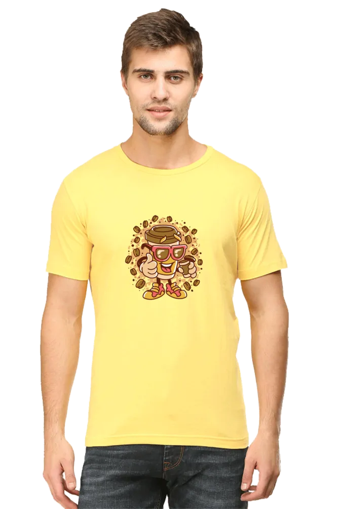 Cup With Coffee Beans Printed T-shirt for men