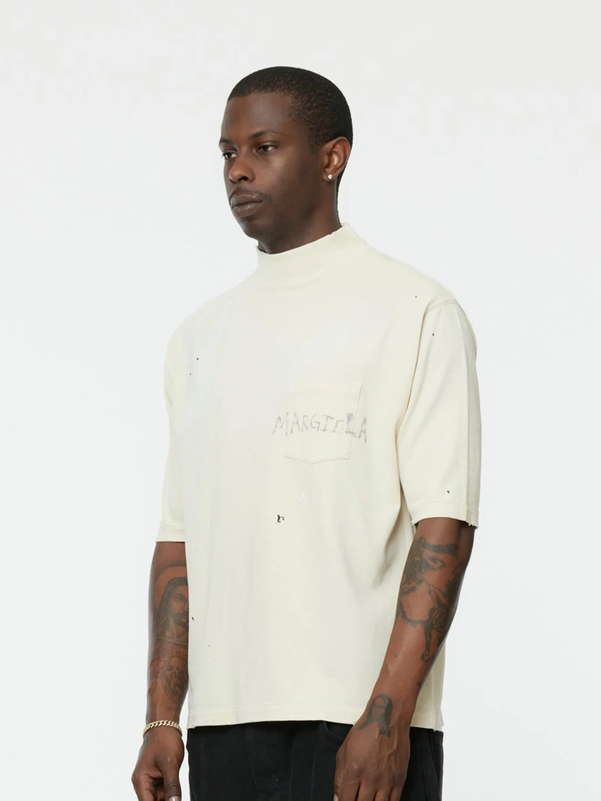Distressed Pocket Tee (Dirty Ecru)
