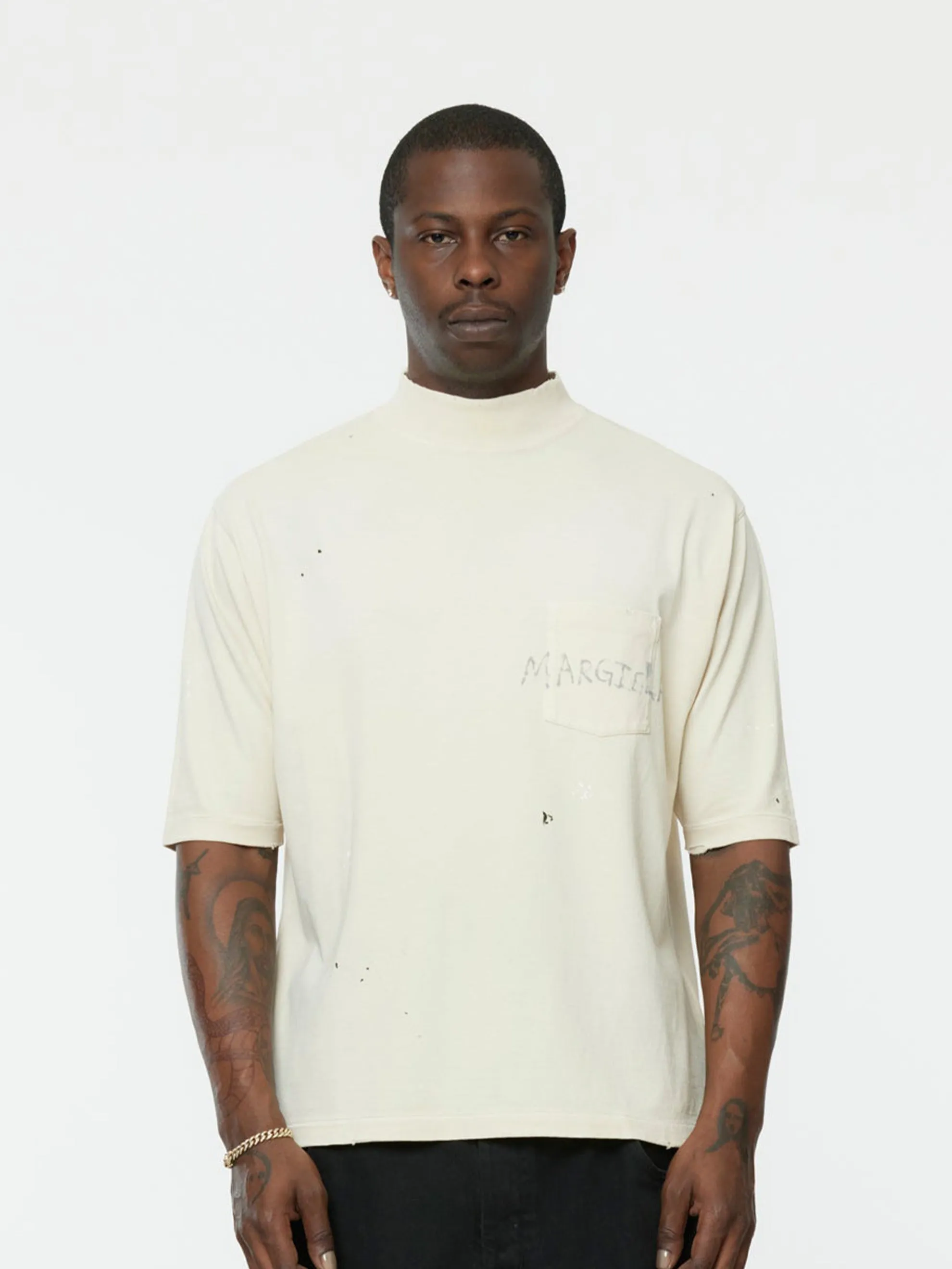Distressed Pocket Tee (Dirty Ecru)
