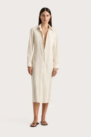 En Vau Shirt Dress Foam Taupe Stripe - Final Sale