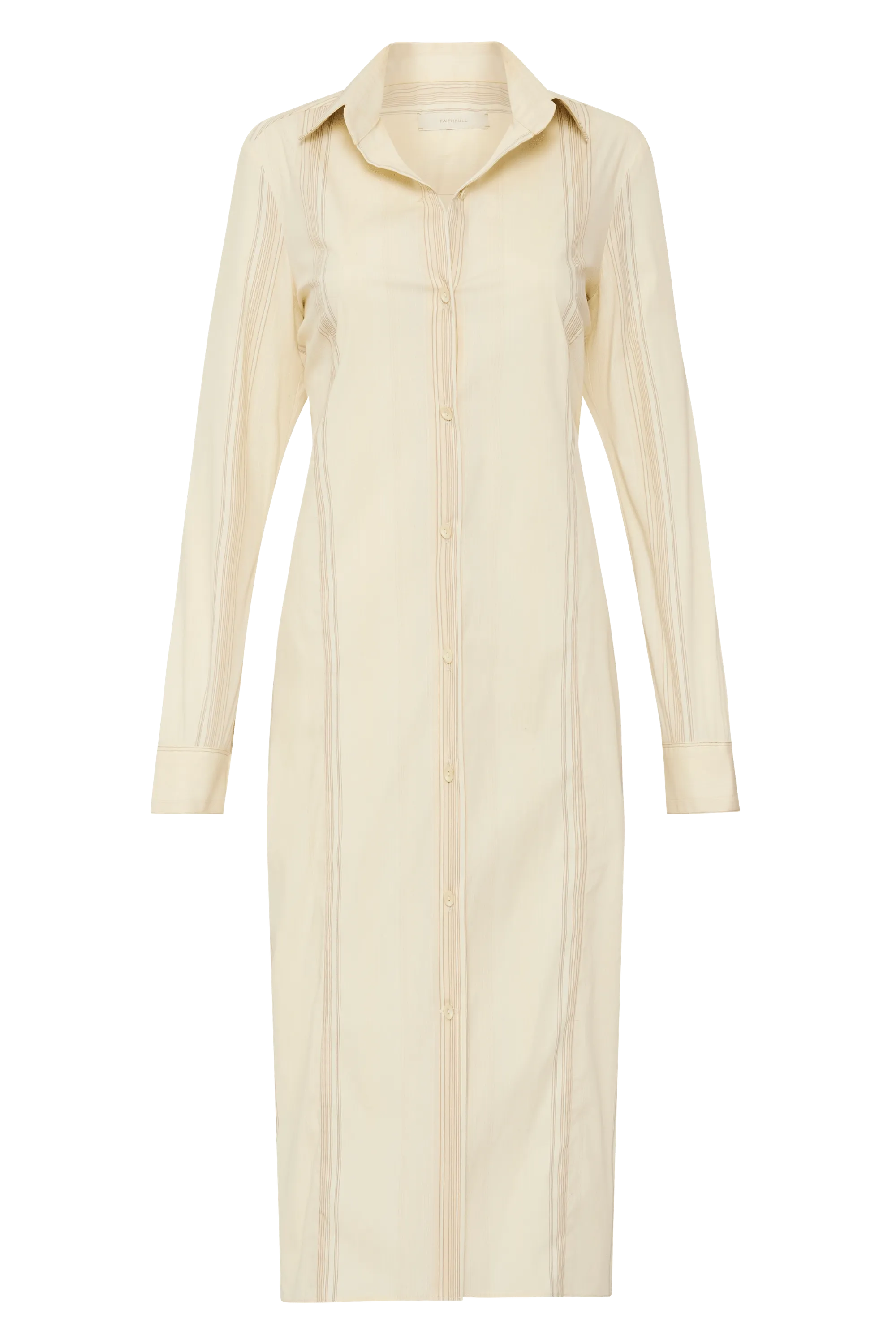 En Vau Shirt Dress Foam Taupe Stripe - Final Sale