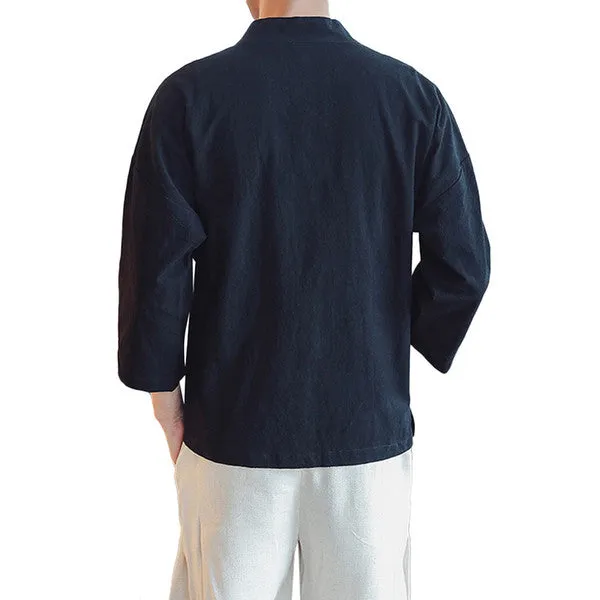 Fashion Men Japanese Yukata Casual Coat Cotton Vintage Kimono Outwear
