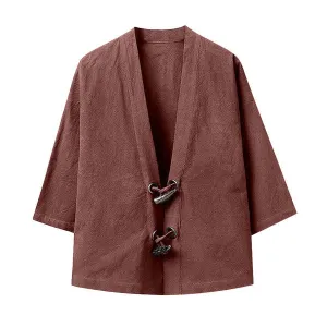 Fashion Men Japanese Yukata Casual Coat Cotton Vintage Kimono Outwear
