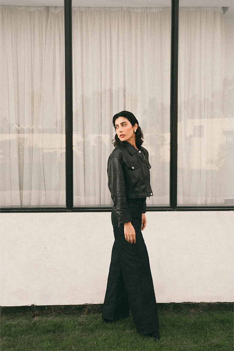 Faux Leather Trucker Jacket