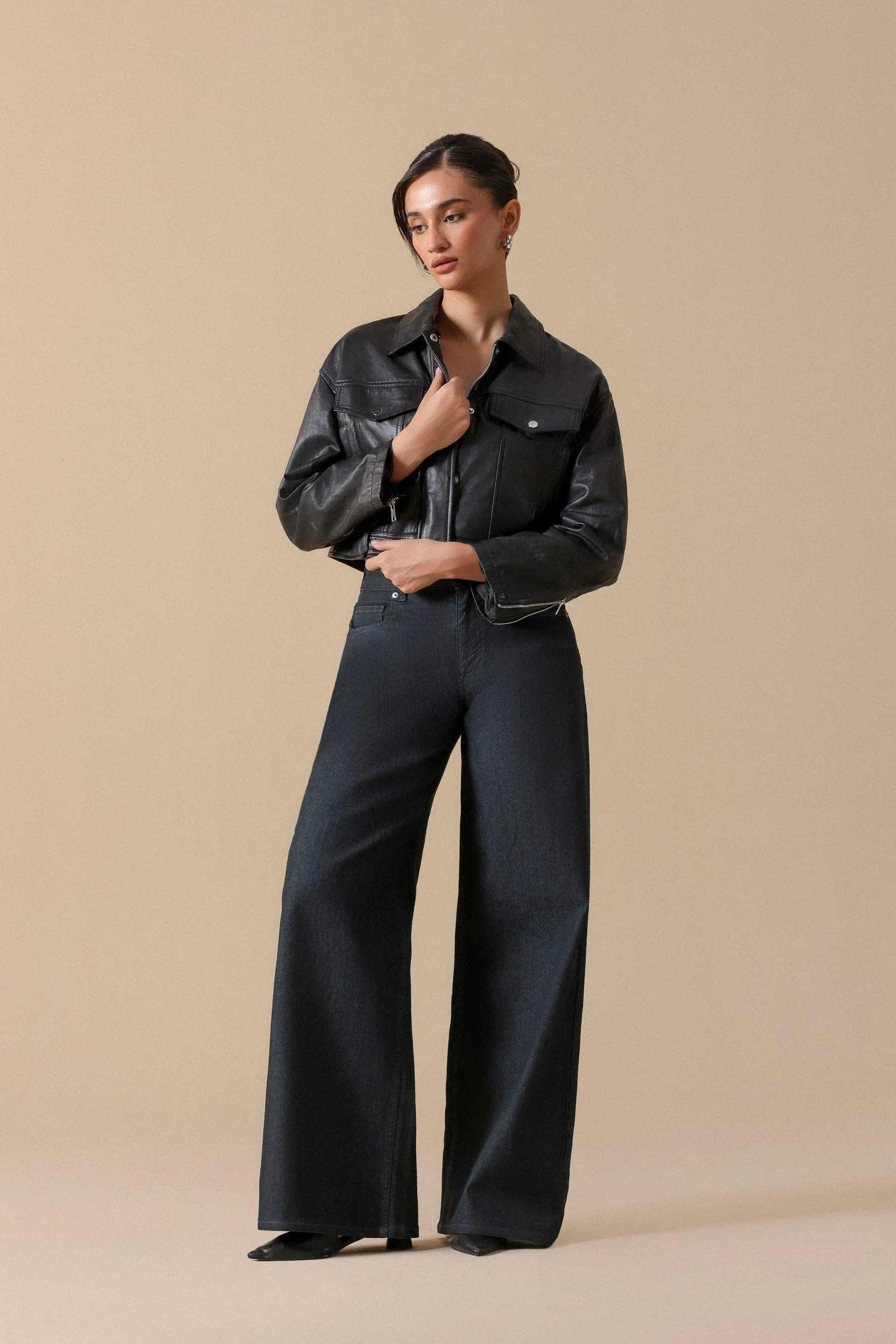 Faux Leather Trucker Jacket
