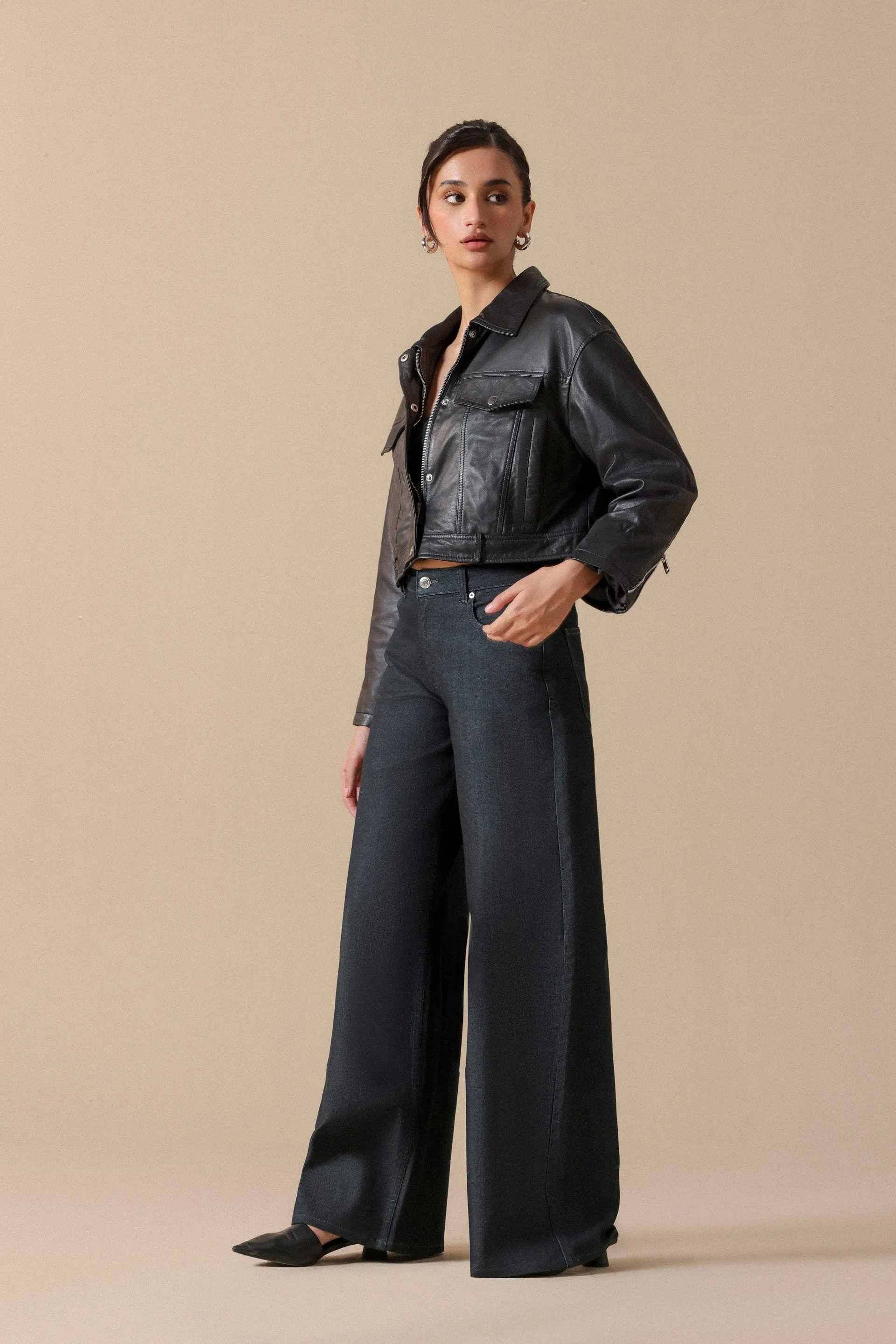 Faux Leather Trucker Jacket