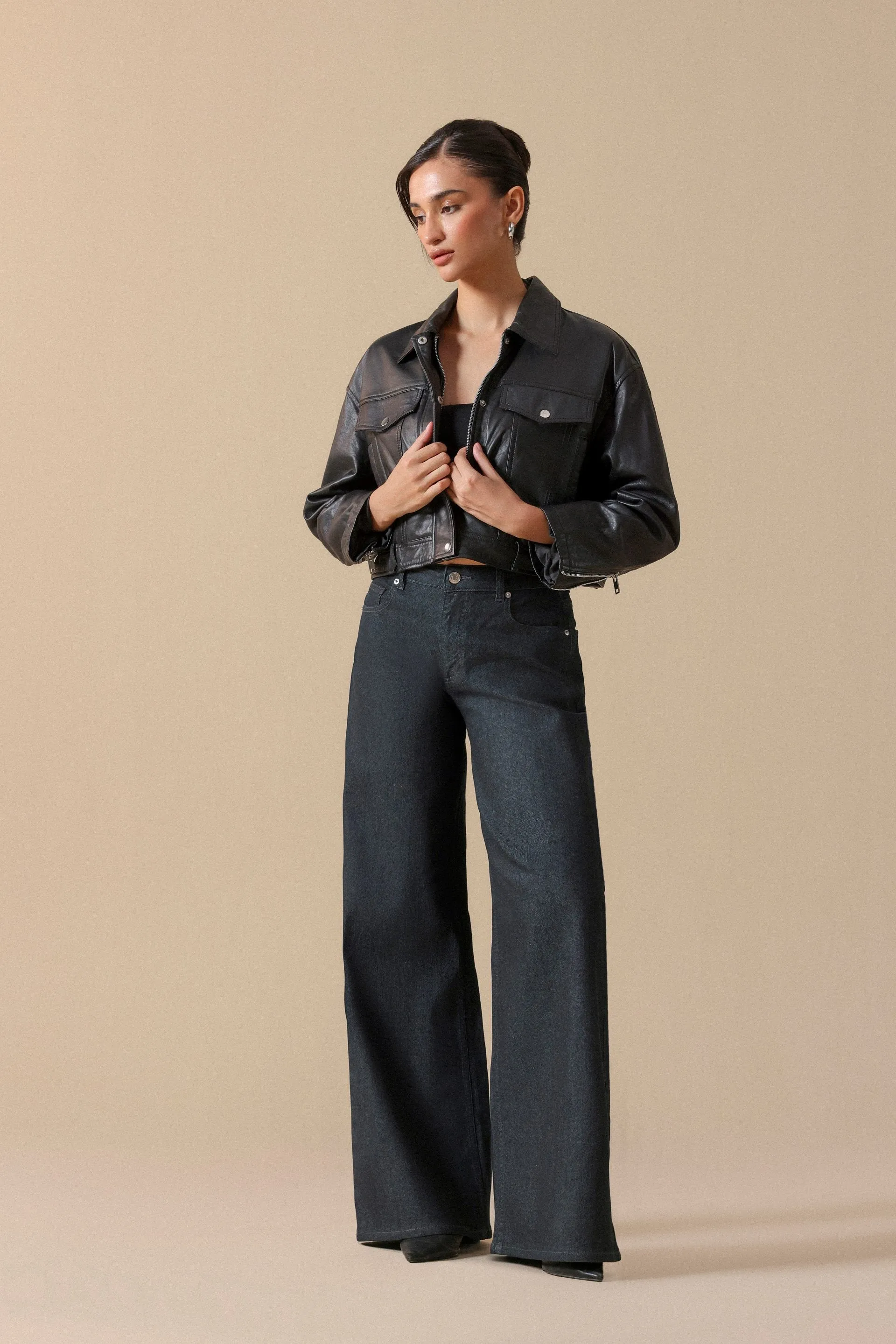 Faux Leather Trucker Jacket