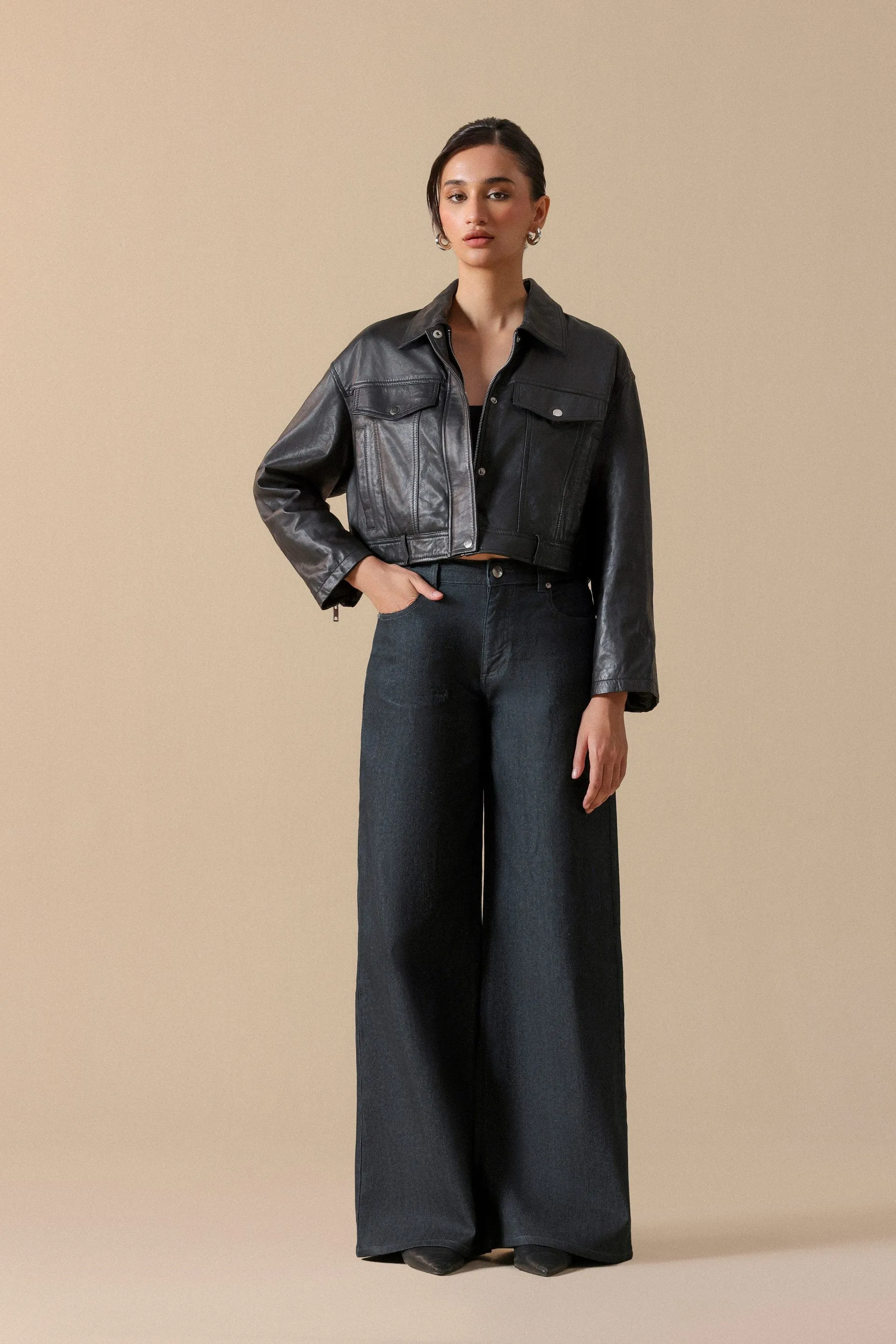 Faux Leather Trucker Jacket