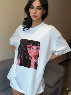 Figure Graphic Drop Shoulder Tee