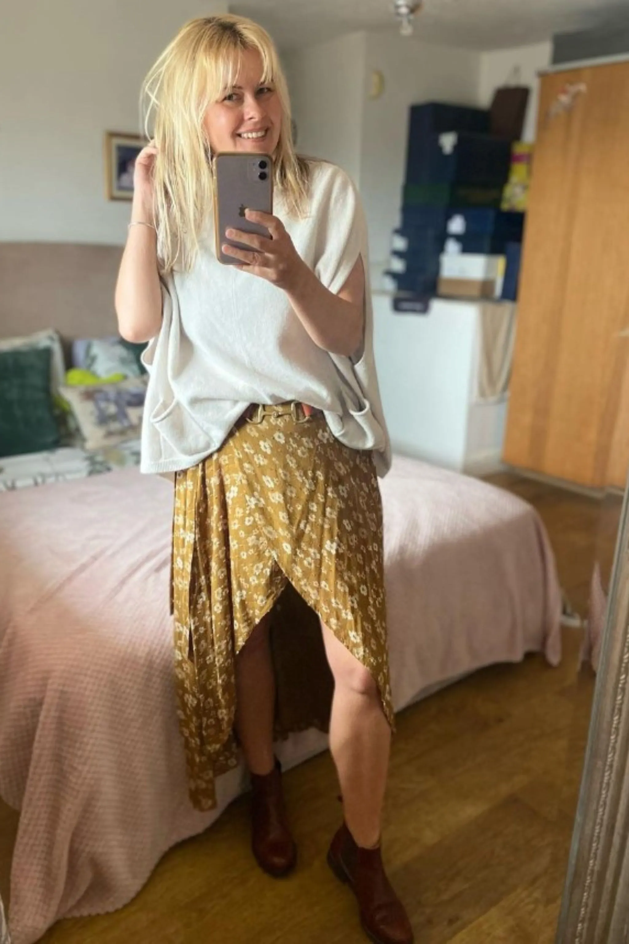 Floral Asymmetrical Maxi Skirt