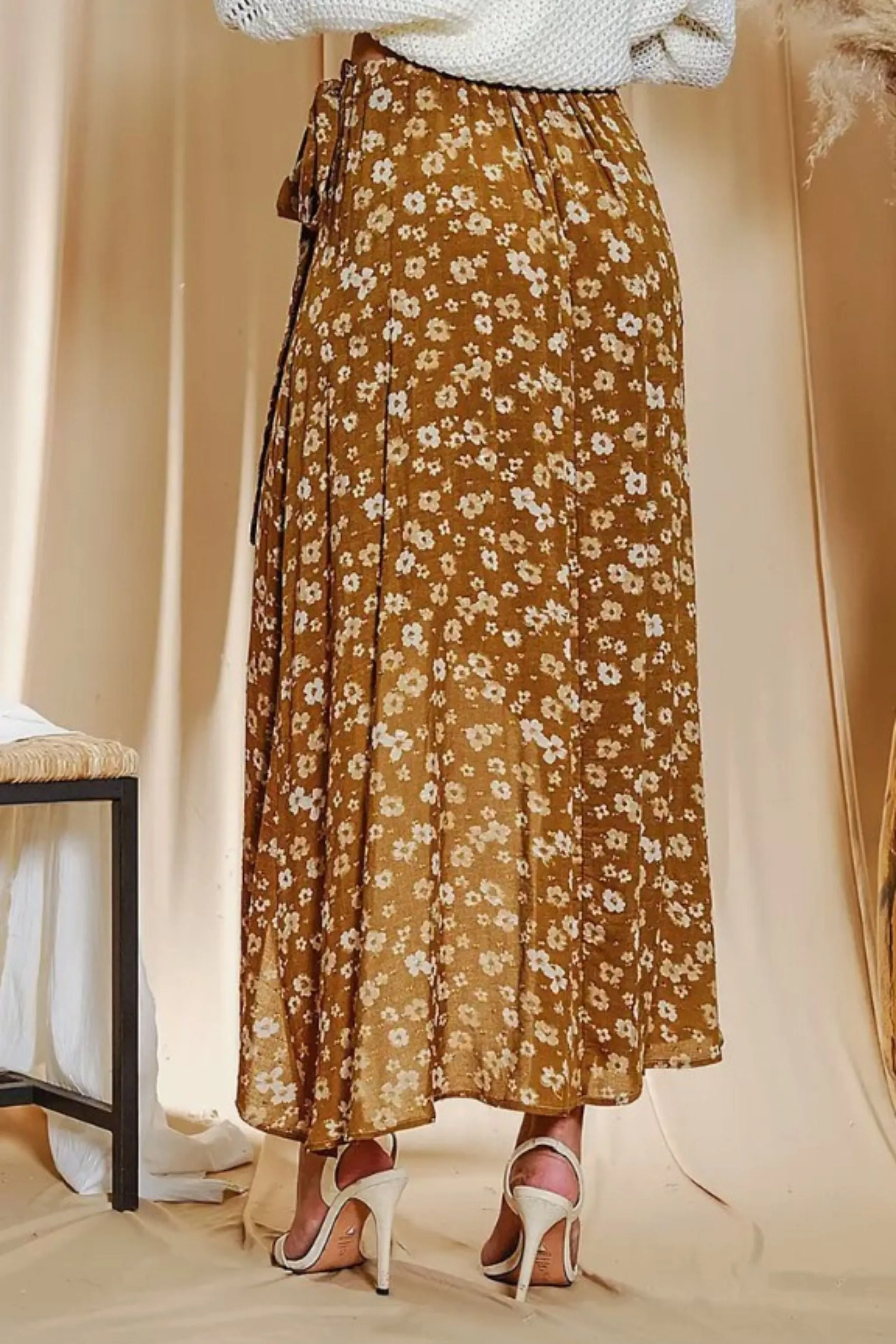 Floral Asymmetrical Maxi Skirt