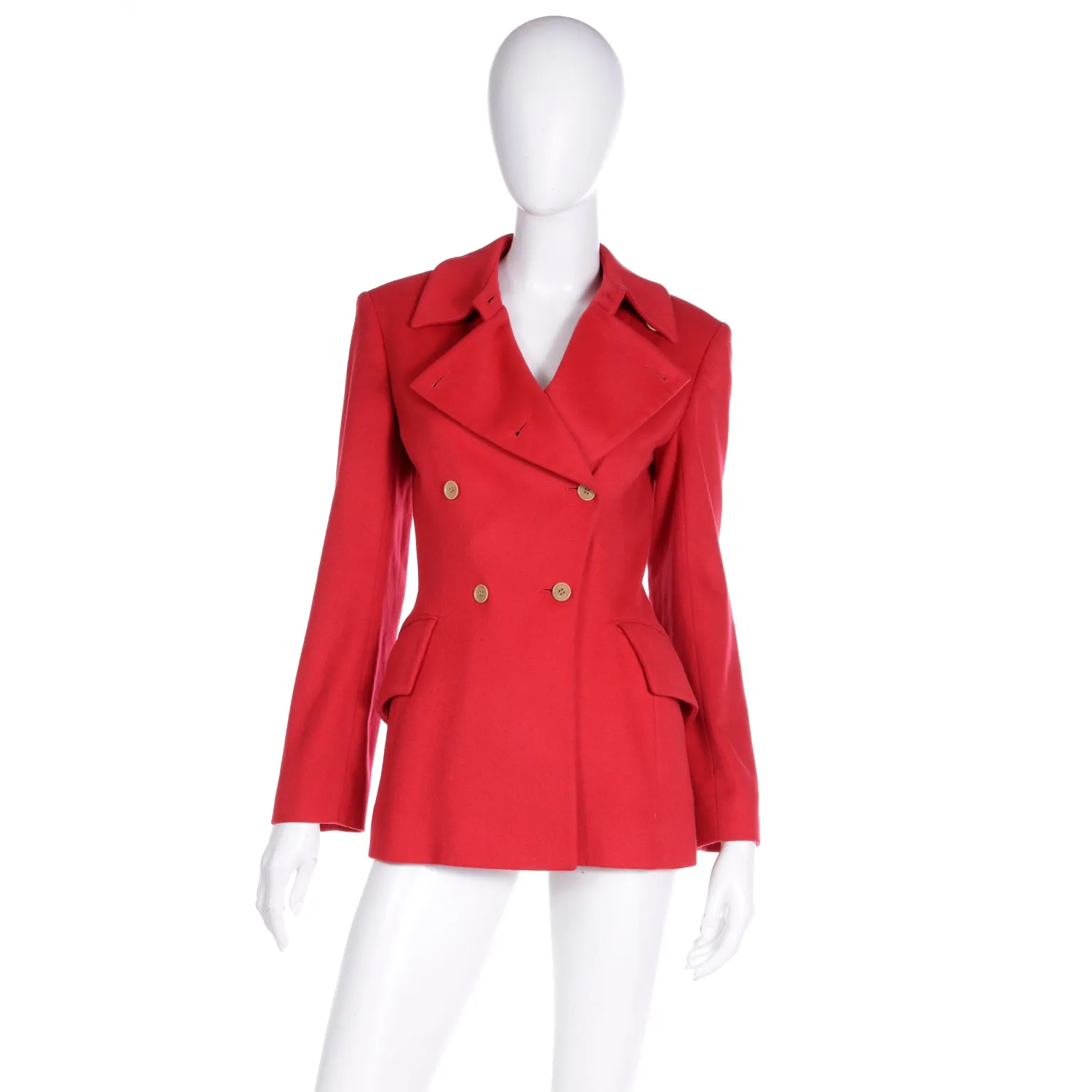 F/W 1995 Isaac Mizrahi Red Wool Double Breasted Jacket