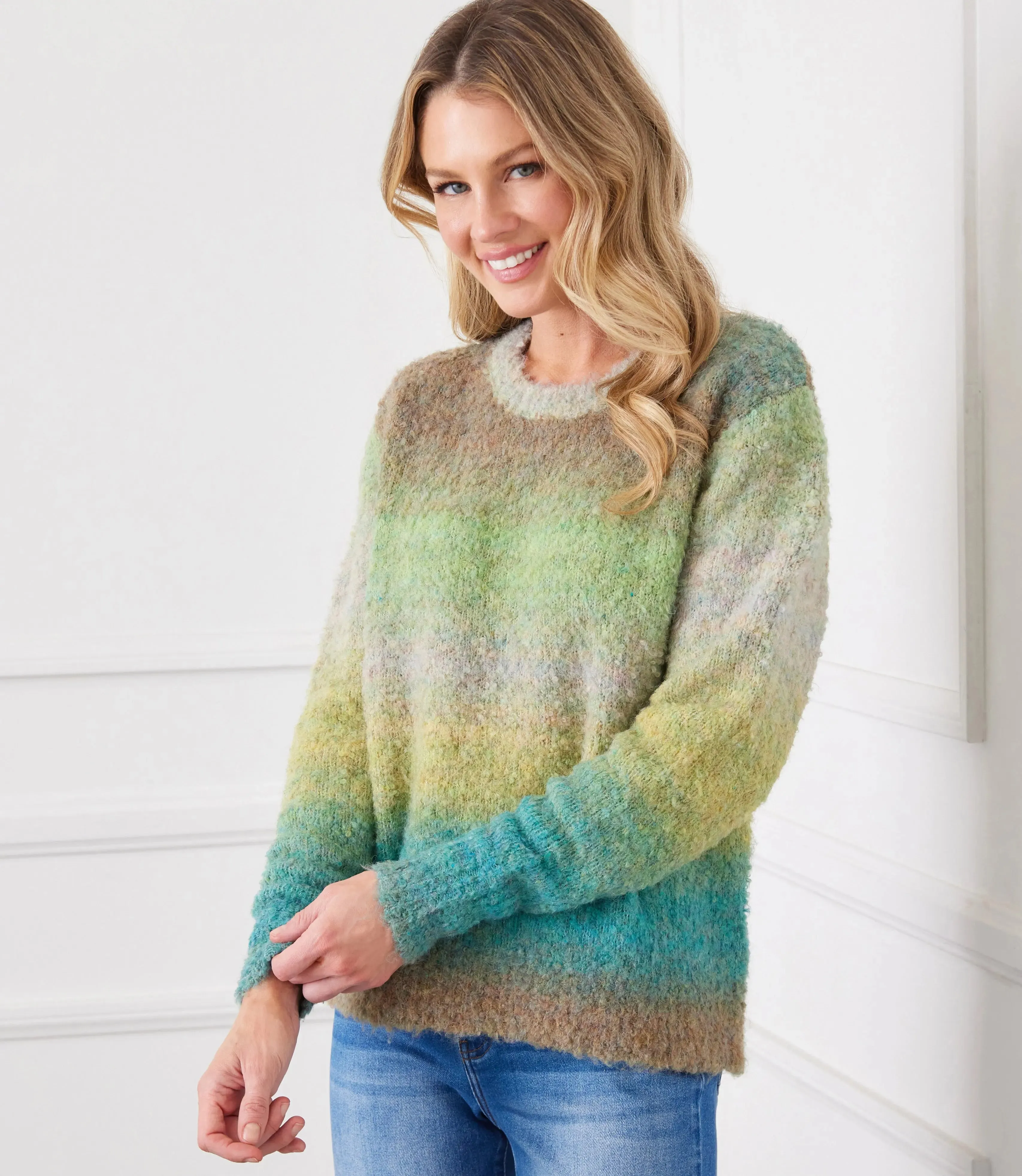 Genna Green Ombre Boucle Sweater - Karen Kane 3N94273