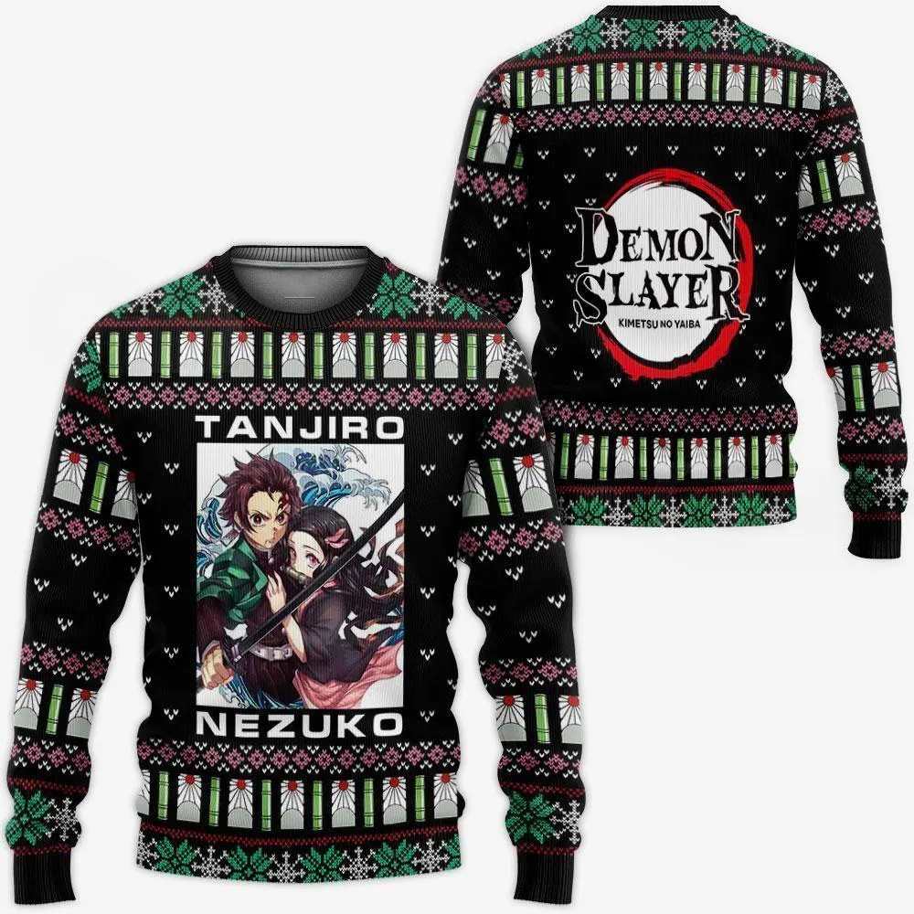 Giftngon - Tanjiro And Nezuko Ugly Sweater Christmas Demon Slayer Anime Gift For Kids