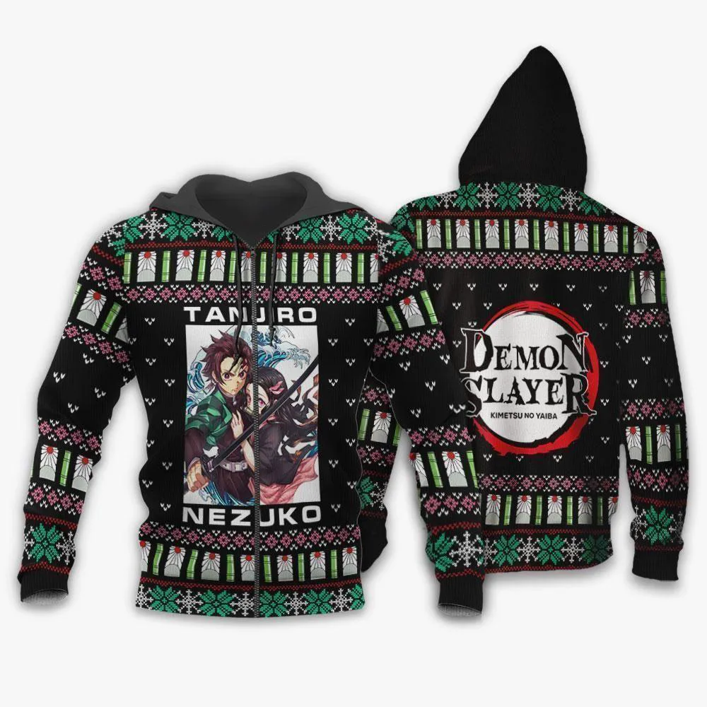Giftngon - Tanjiro And Nezuko Ugly Sweater Christmas Demon Slayer Anime Gift For Kids