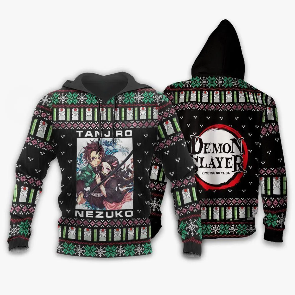 Giftngon - Tanjiro And Nezuko Ugly Sweater Christmas Demon Slayer Anime Gift For Kids