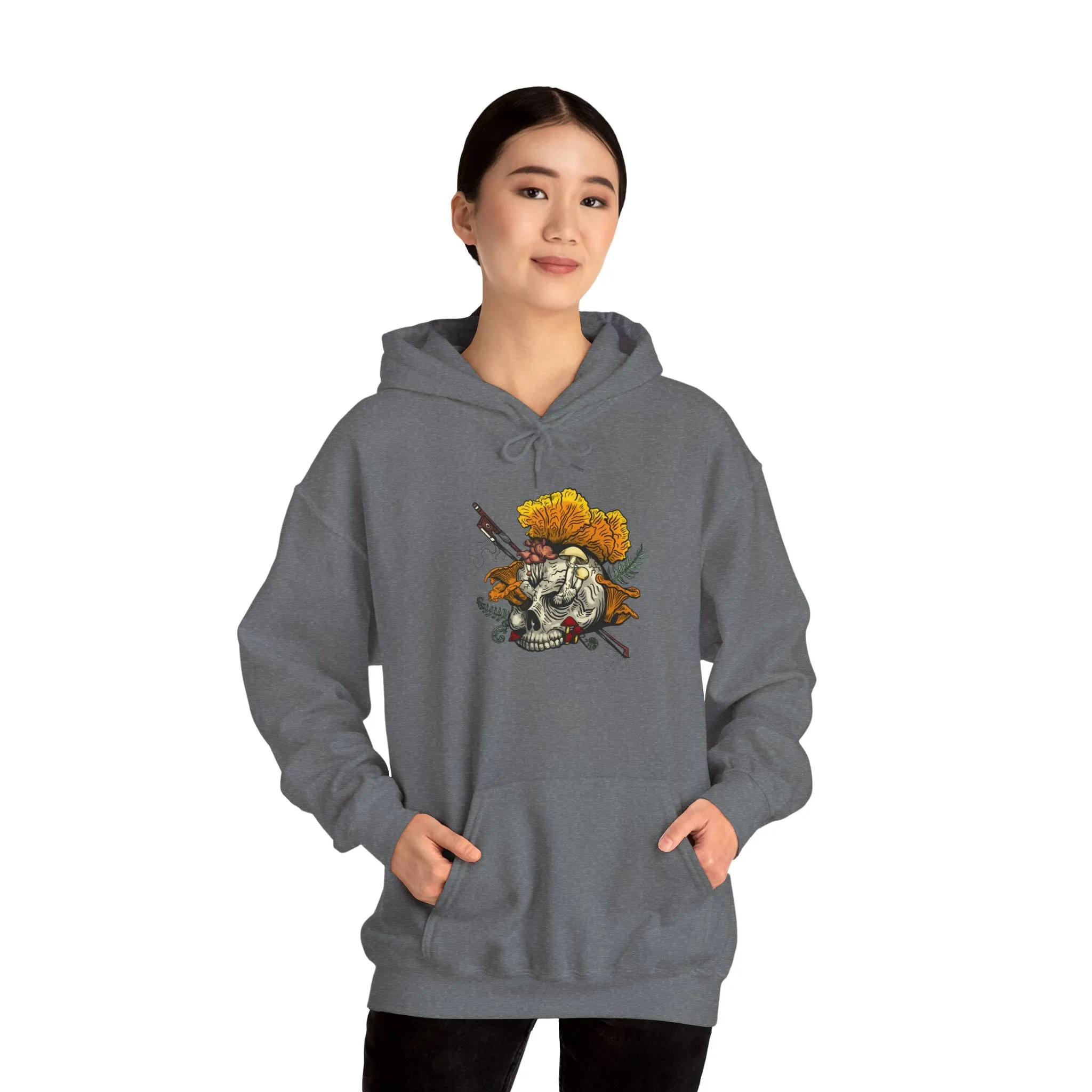 Halloween Mushroom Skull Hoodie! Skull fruiting with Chanterelles, Witches Hat, and more mushrooms!