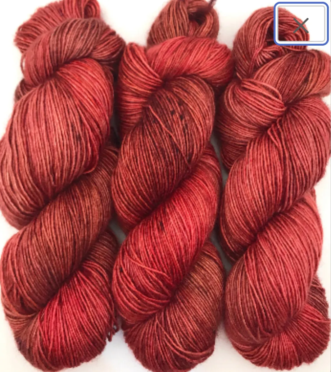 Hand Dyed Yarn "Another Brick in the Shawl" Brick Red Rust Brown Orange Pink Copper Speckled Merino Fingering 420yds 115g