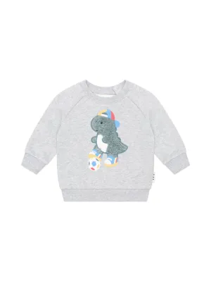 Huxbaby Soccersaurus Sweatshirt Grey Marle