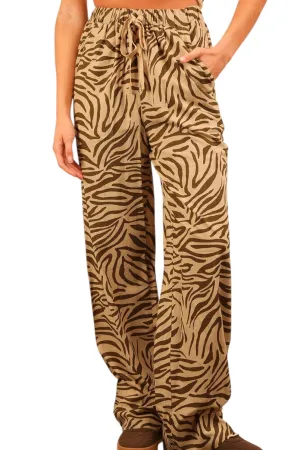 IN THE WILD ANIMAL PRINT LINEN PANTS