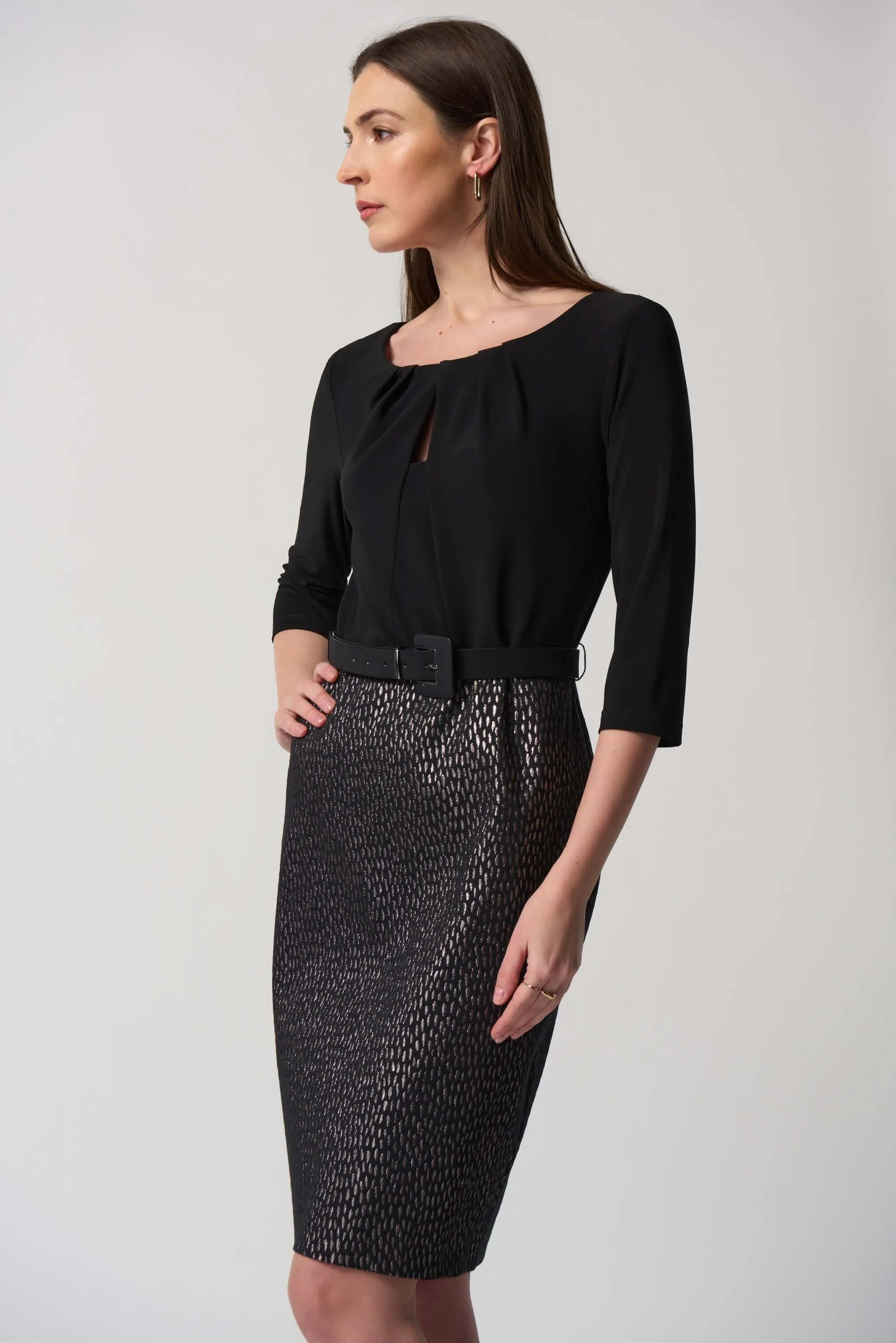 Joseph Ribkoff Sheath Dress in Black Bronze 233120