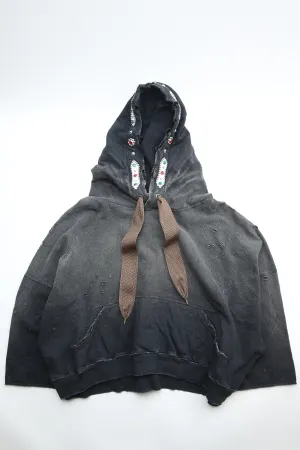 Kapital - SWT Knit THRILLER Damaged DEVIL Hoodie (STUDS) - Black