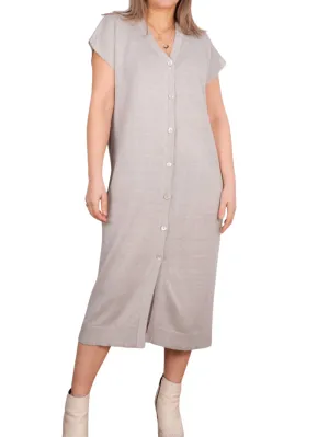 KINROSS Cashmere Linen Button Front Dress Flax Taupe LSSL3-181