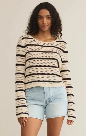 Kit Stripe Crochet Sweater - Sea Salt