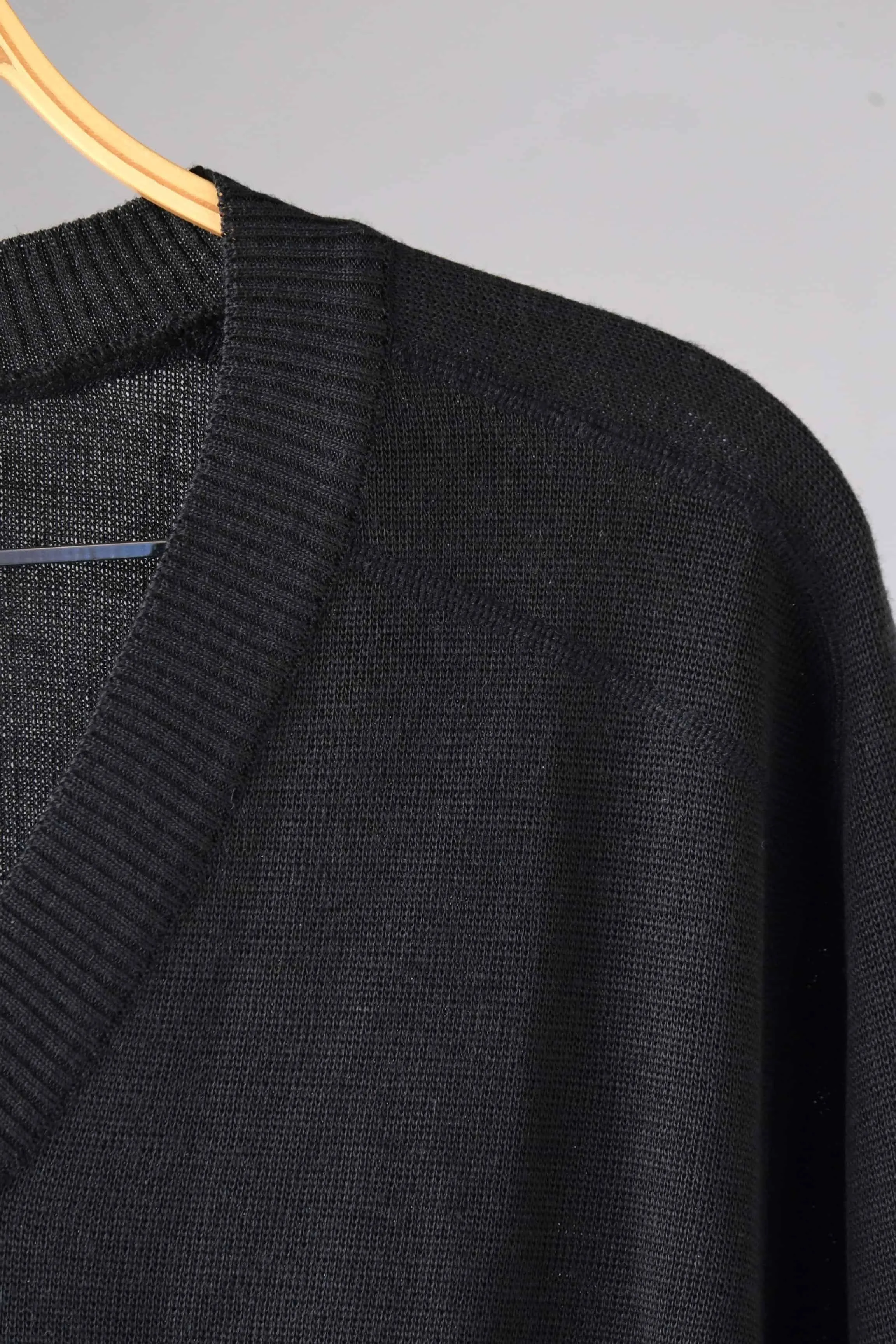 LÖFFLER 80's Solid Black V-Neck Sweater