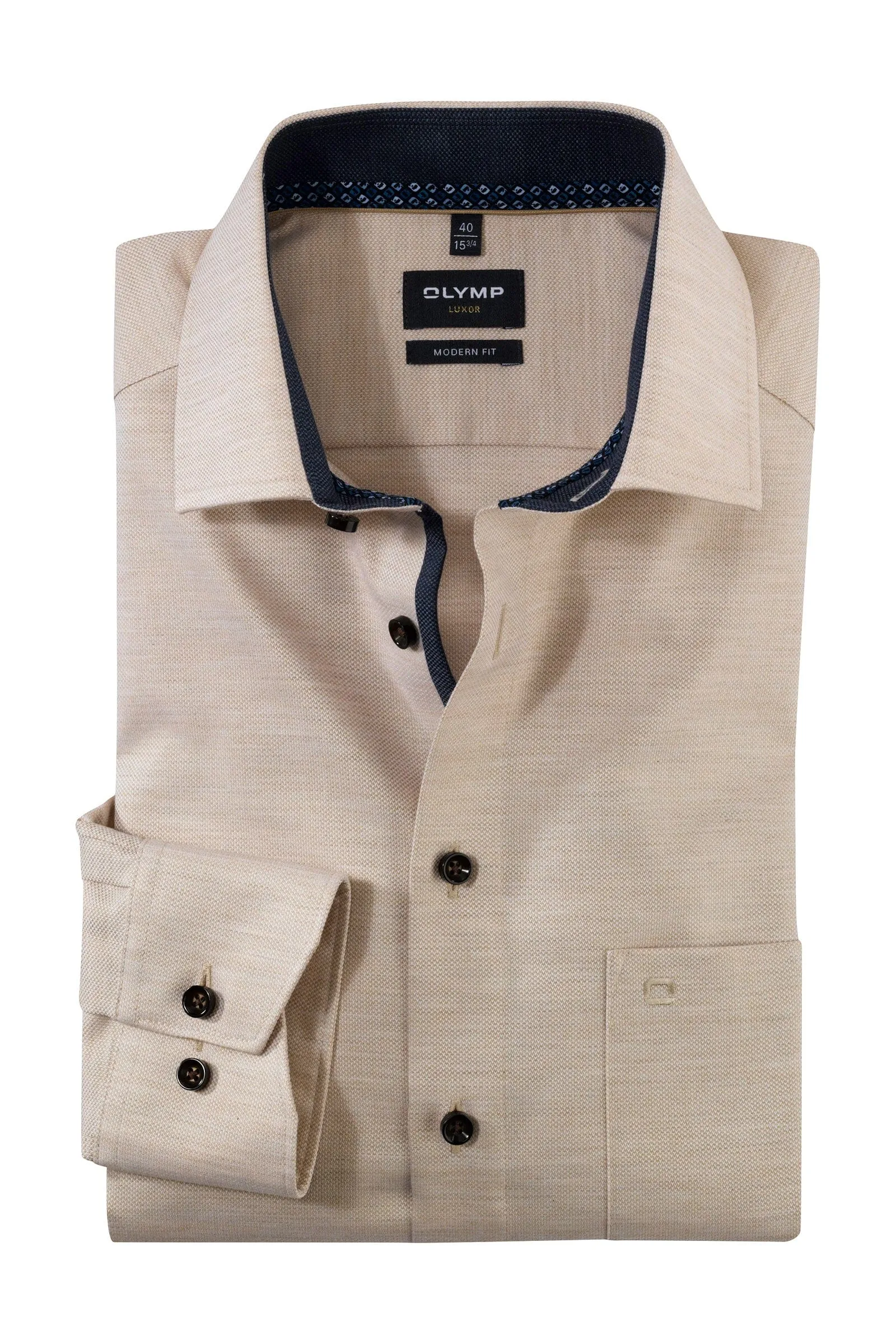 Luxor Modern Fit Slub Weave Shirt - Biscuit