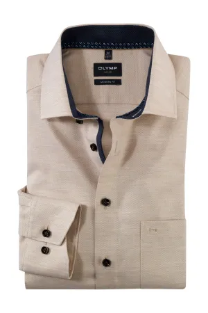 Luxor Modern Fit Slub Weave Shirt - Biscuit