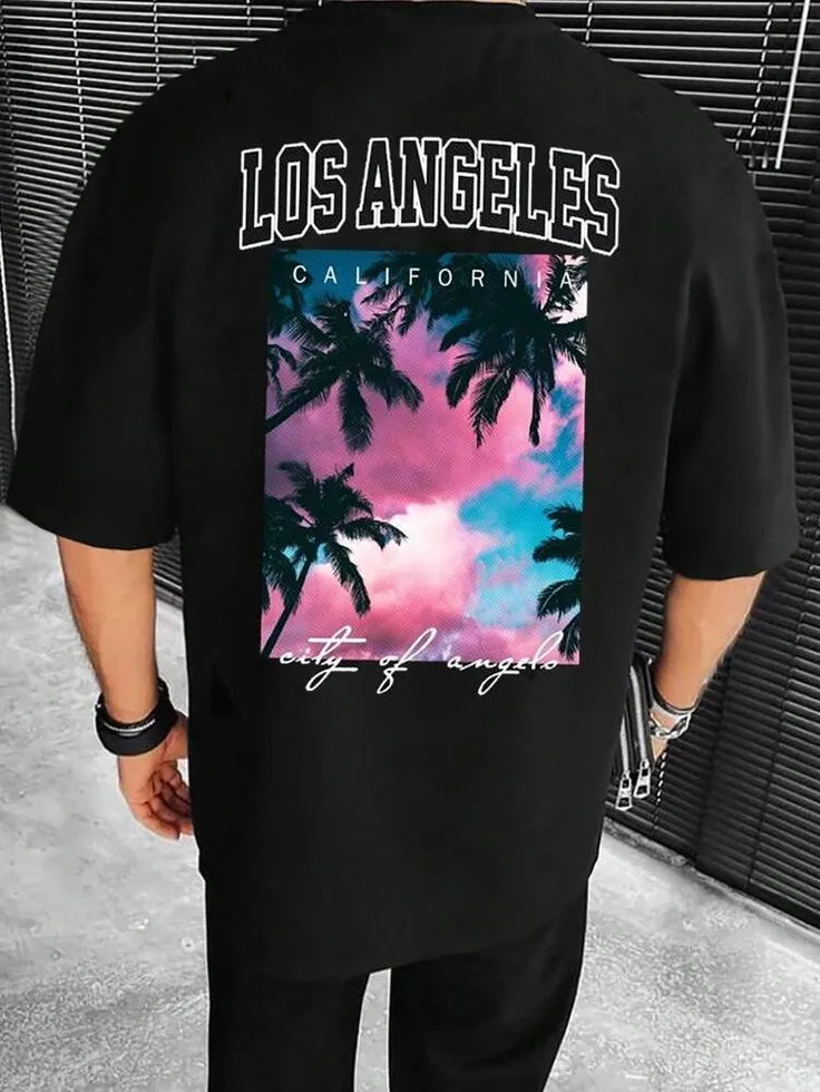 Men Tropical & Letter Graphic Tee