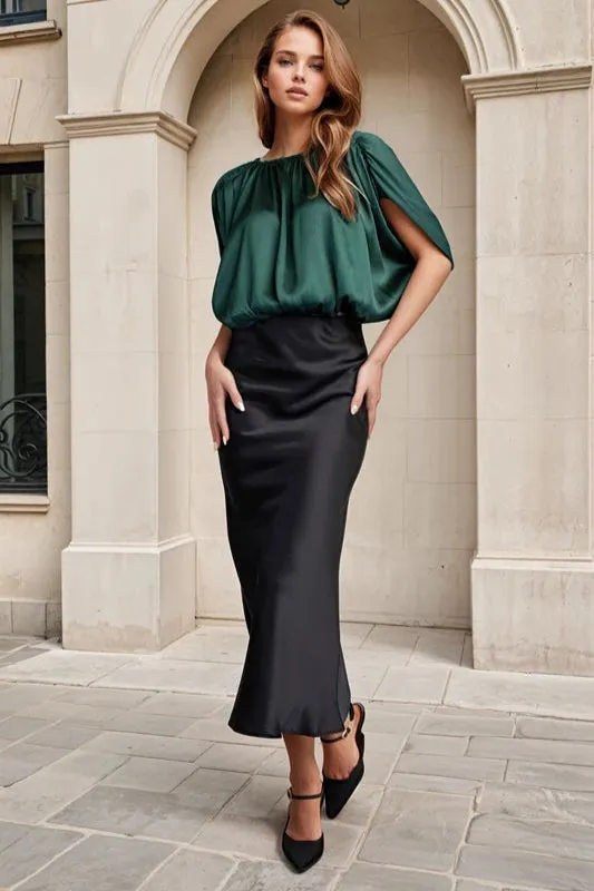 midi satin skirt