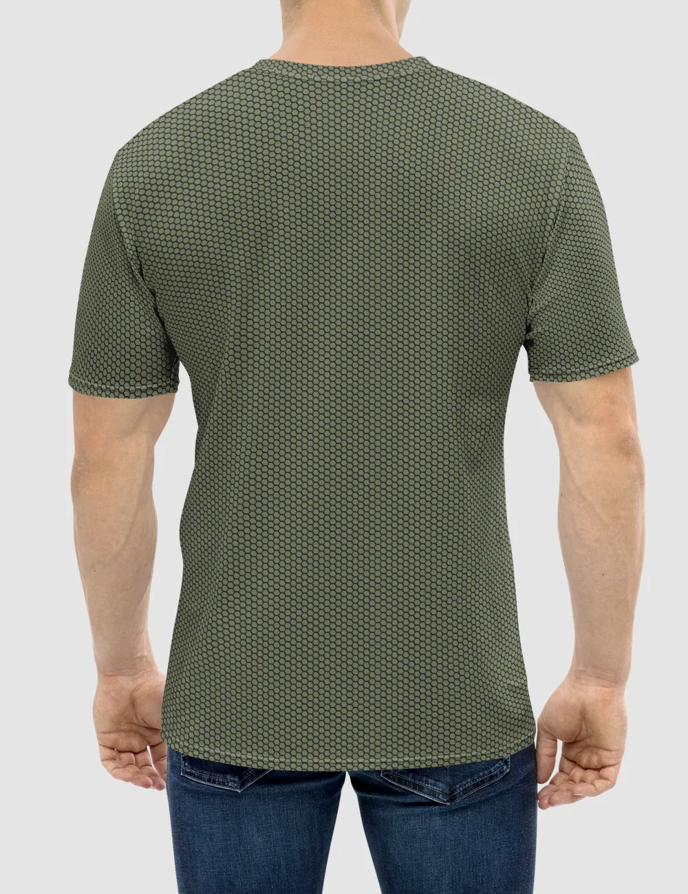 Moss Green Hexagon Pattern Men's Sublimated T-Shirt