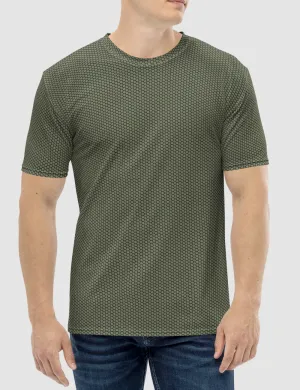 Moss Green Hexagon Pattern Men's Sublimated T-Shirt