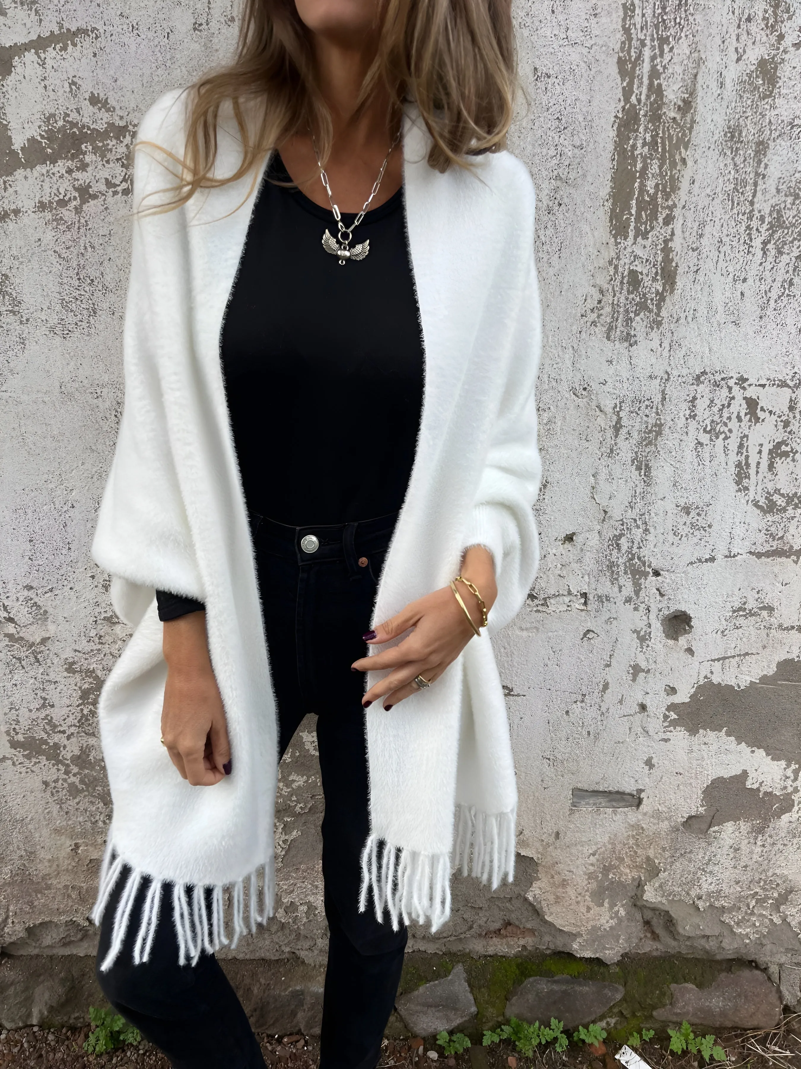 Open vest met franjes