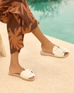 Organic Hemp Sandals With Knot - O70JK - La Havana White