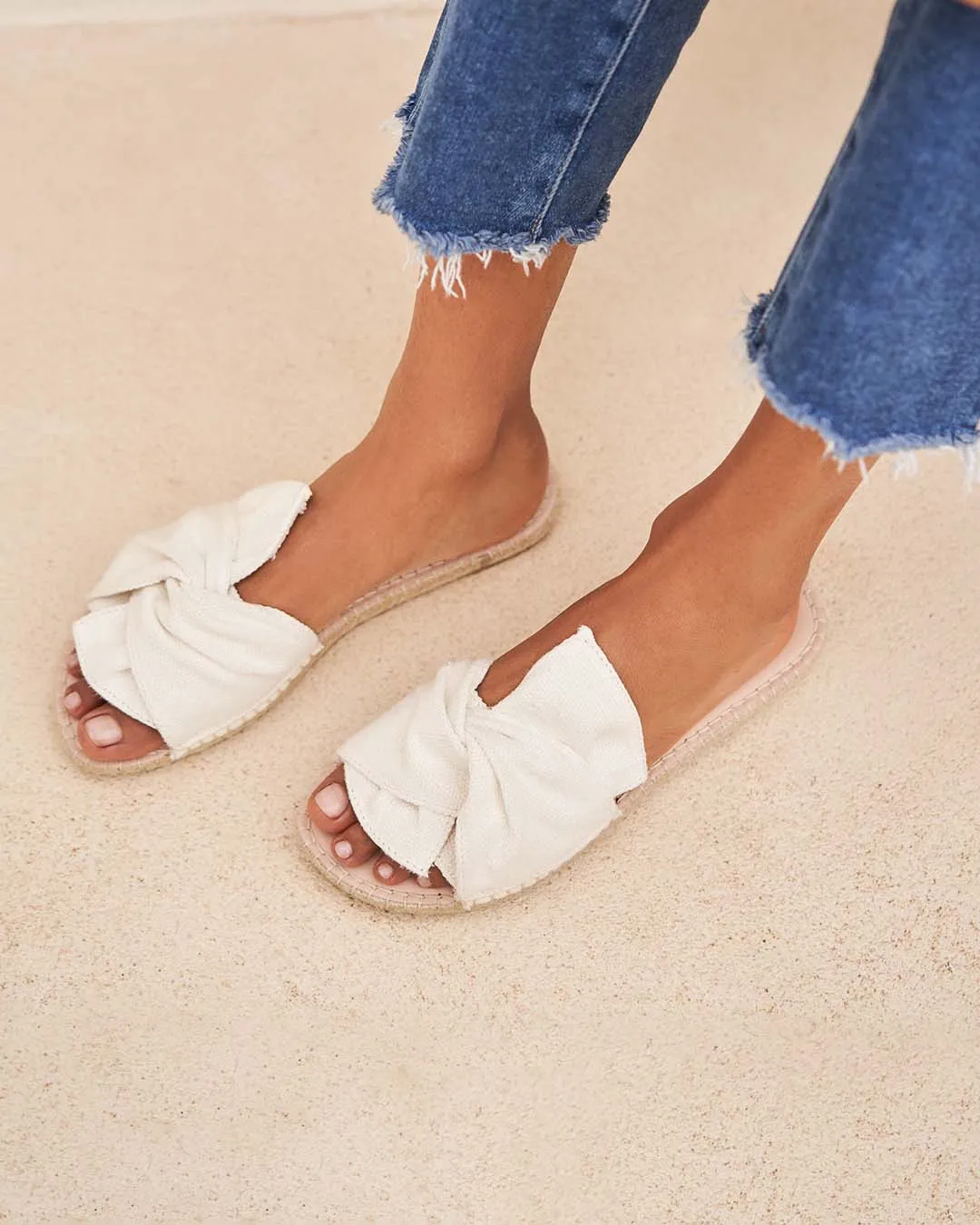 Organic Hemp Sandals With Knot - O70JK - La Havana White