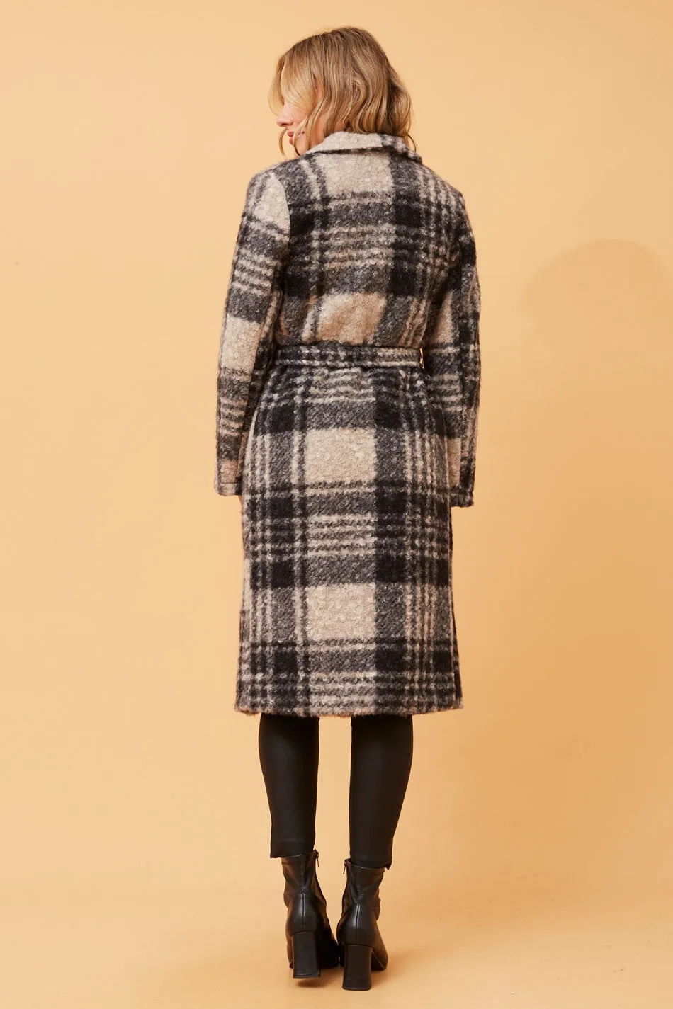 PERLITA CHECK TEDDY FUR COAT