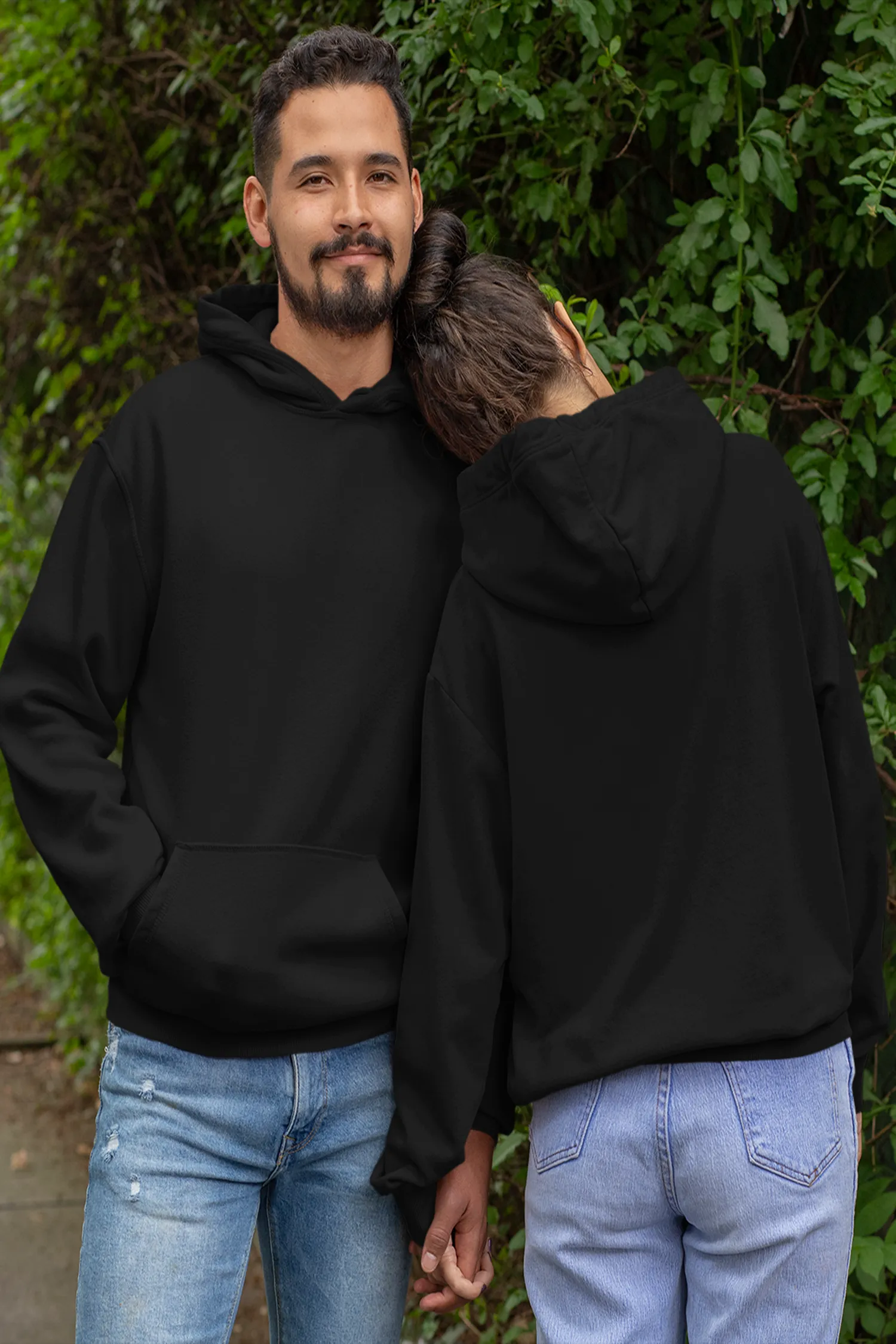 Plain Black Couple Hoodie