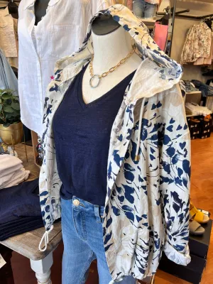 Printed Roll Up Sleeve Hooded Duster [Bloom-C6166RR]